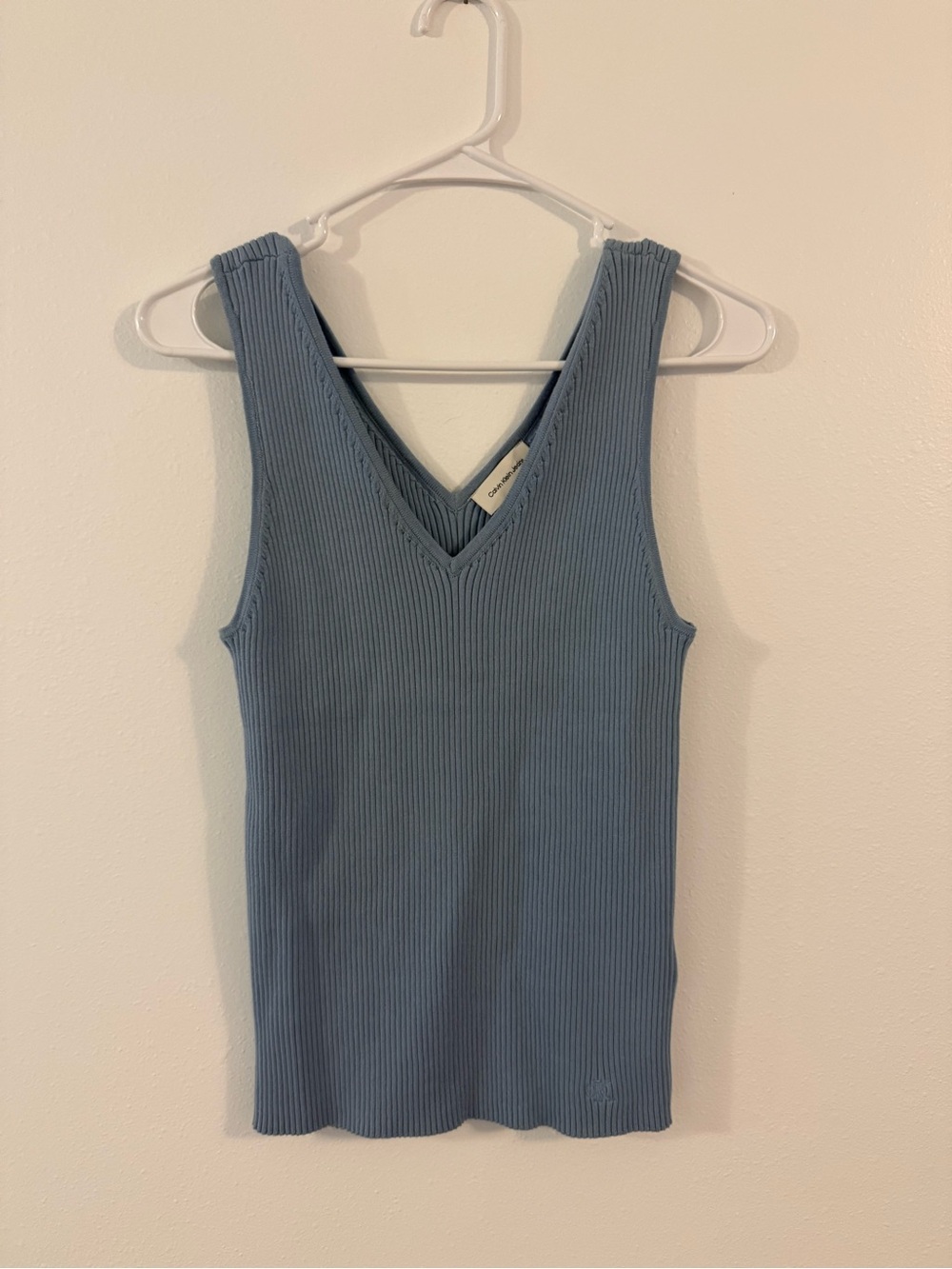 Calvin Klein Jeans Ribbed V-Neck Tank Top - Slate Blue